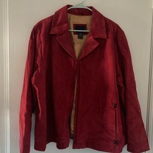 Vintage Women’s Venezia Red Leather Jacket with Yellow Lining 18/20 Large